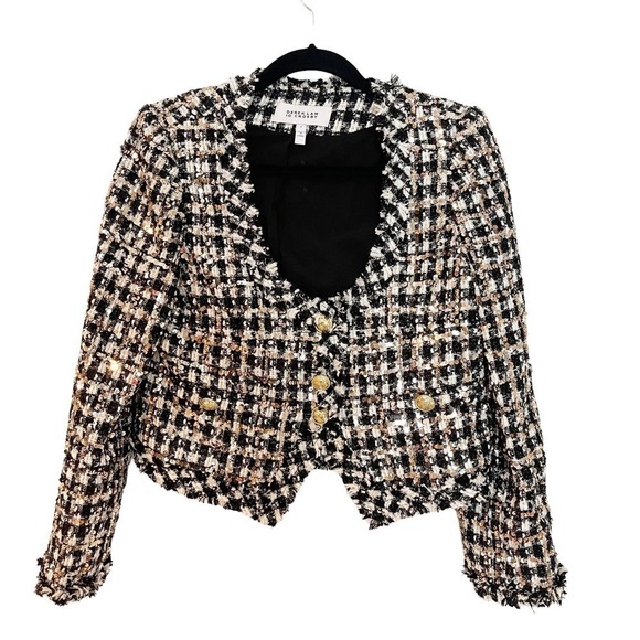 Derek Lam 10 Crosby Jacqueline Crop Tweed Jacket Gold Multi Size 8 NWOT - Picture 7 of 11